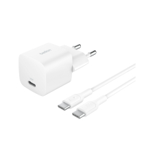 BELKIN Chargeur Secteur 25W + Câble USB-C vers USB-C 1m (Blanc)